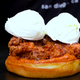Ice cream scoops on hot chicken sandwich